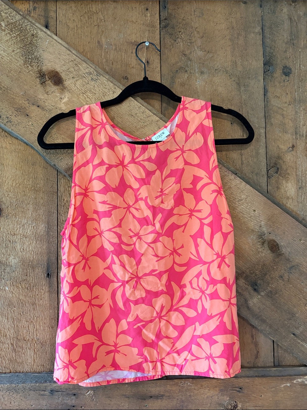 J.Crew Floral Tank Top Womens Medium Pink Coral Tropical Sleeveless Blouse